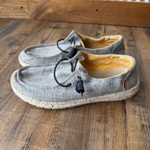 Hey Dude Wendy Chambray White Blue Light Grey Slip On Loafers Women’s Sz 7